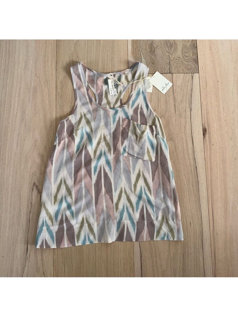 Chelsea Flower Colorful Tank 100% Silk Size XS NWT
